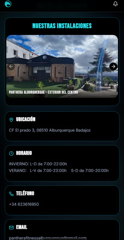 App Panthera · Instalaciones