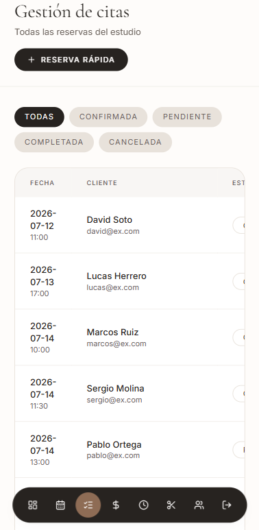 App de reserva de citas · Gestión de citas