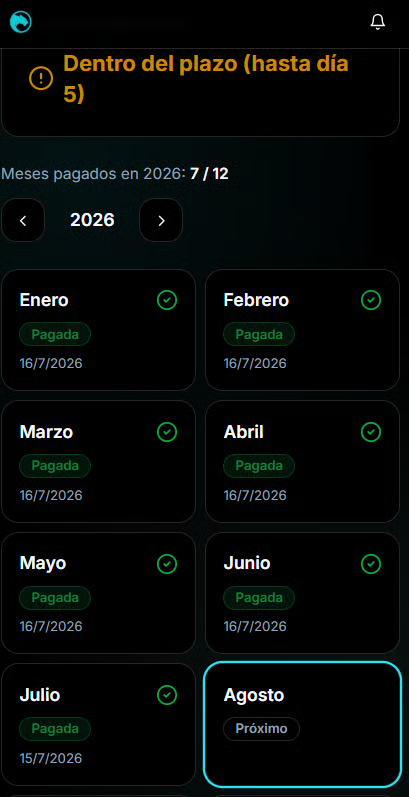 App Panthera · Control de cuotas