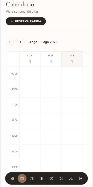 App de reserva de citas · Calendario semanal