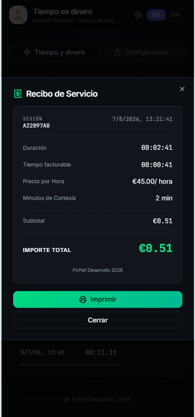 Tiempo es Dinero · Recibo de servicio