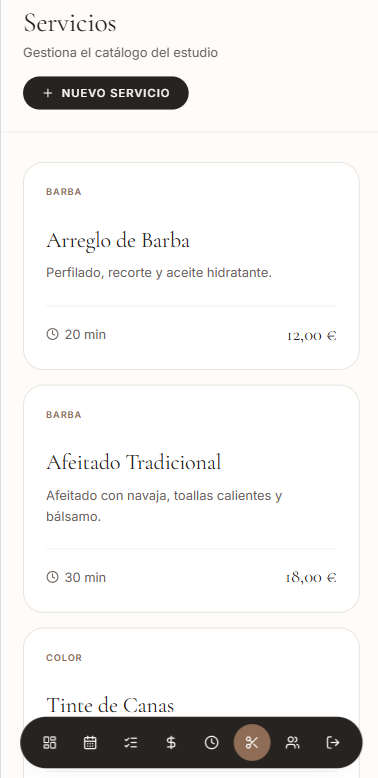App de reserva de citas · Servicios