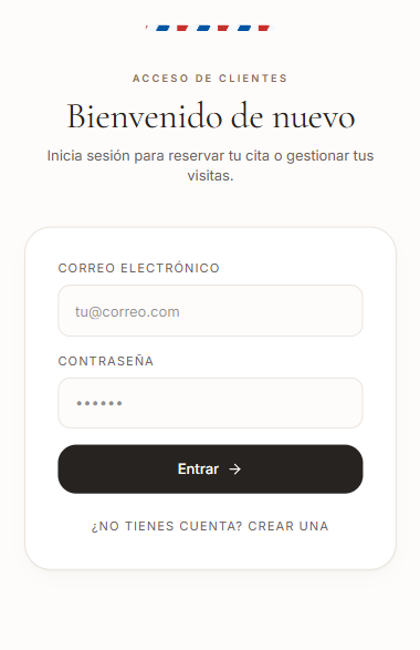 App de reserva de citas · Acceso de clientes